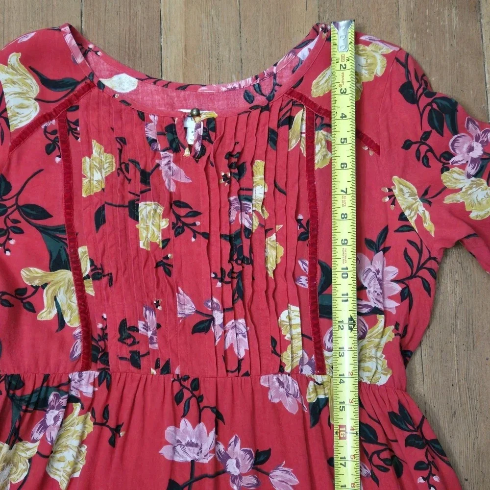 Old Navy 3/4 Bell Sleeve Pleated Red Floral Dress Youth XXL (16) Ad Small Travel